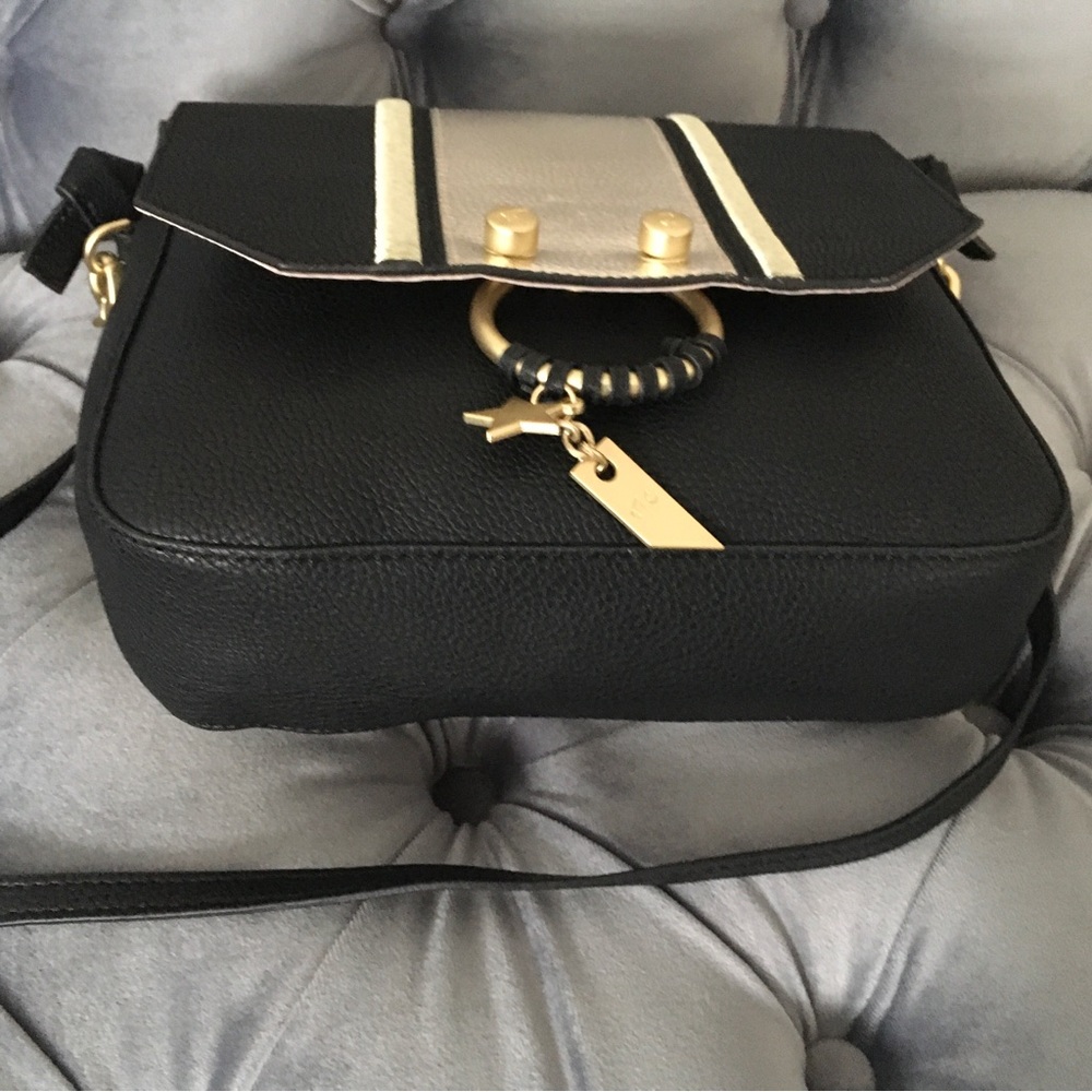 Foley + Corinna NWOT!!!! REESE SATCHEL/ CROSSBODY IN BLACK STRIPE - Picture 4 of 10